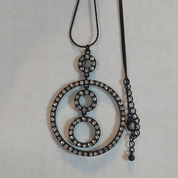 Necklace Black Rhinestone Circle - Picture 2 of 3